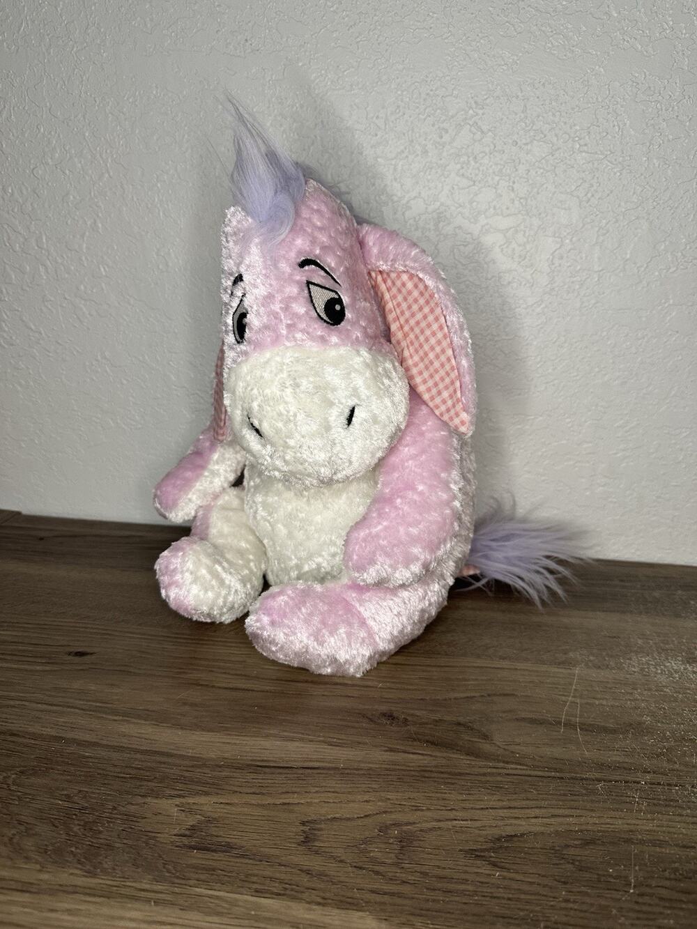Vintage Disney Store Eeyore Plush Pink Purple Stuffed Detachable Tail Pastel